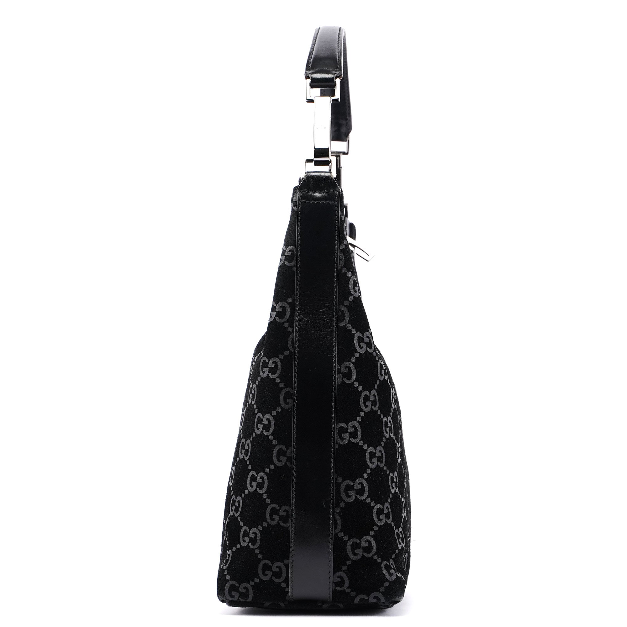 1997 Black Suede GG Shoulder Bag