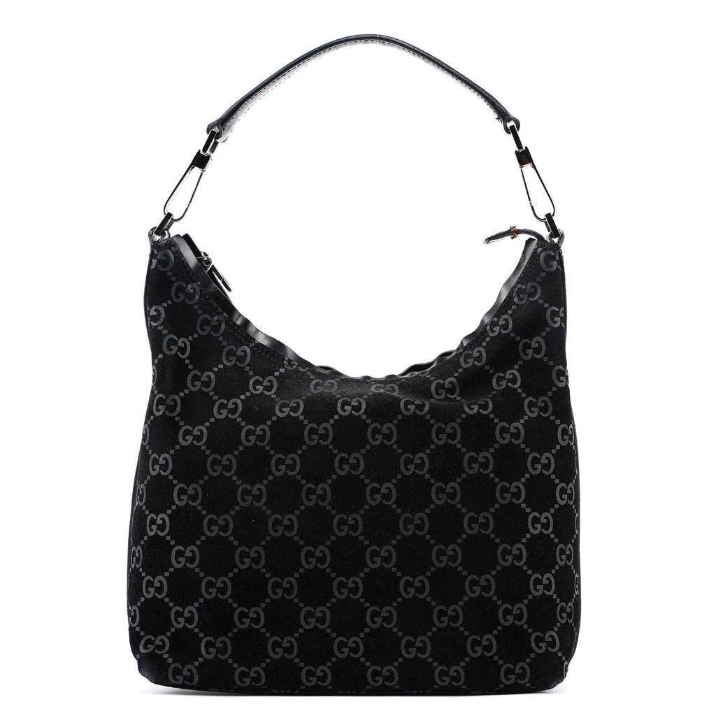 1997 Black Suede GG Shoulder Bag