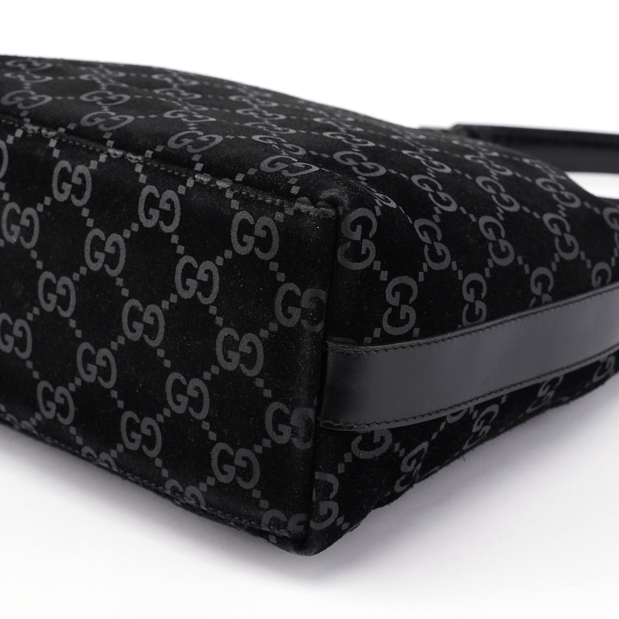 1997 Black Suede GG Shoulder Bag