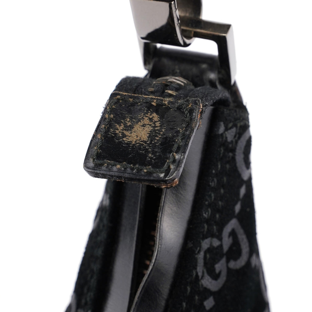 1997 Black Suede GG Shoulder Bag