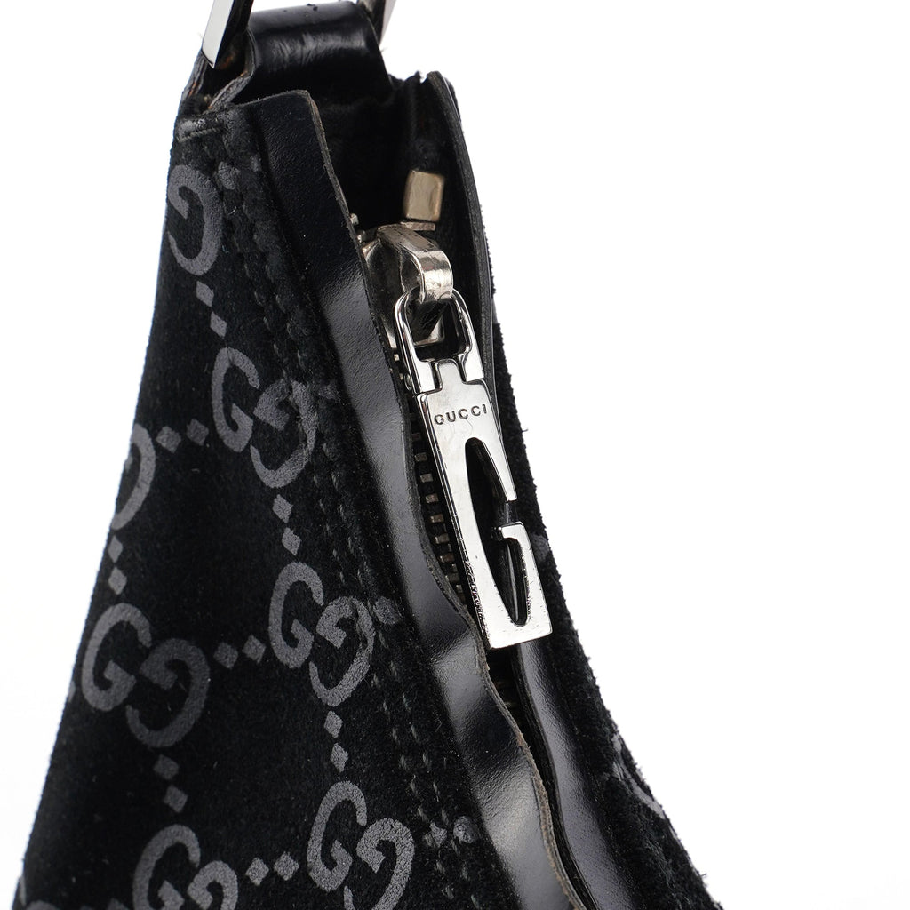 1997 Black Suede GG Shoulder Bag