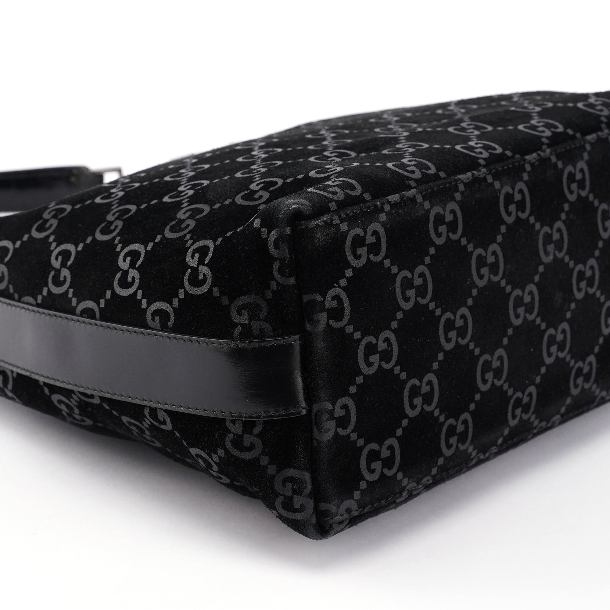 1997 Black Suede GG Shoulder Bag