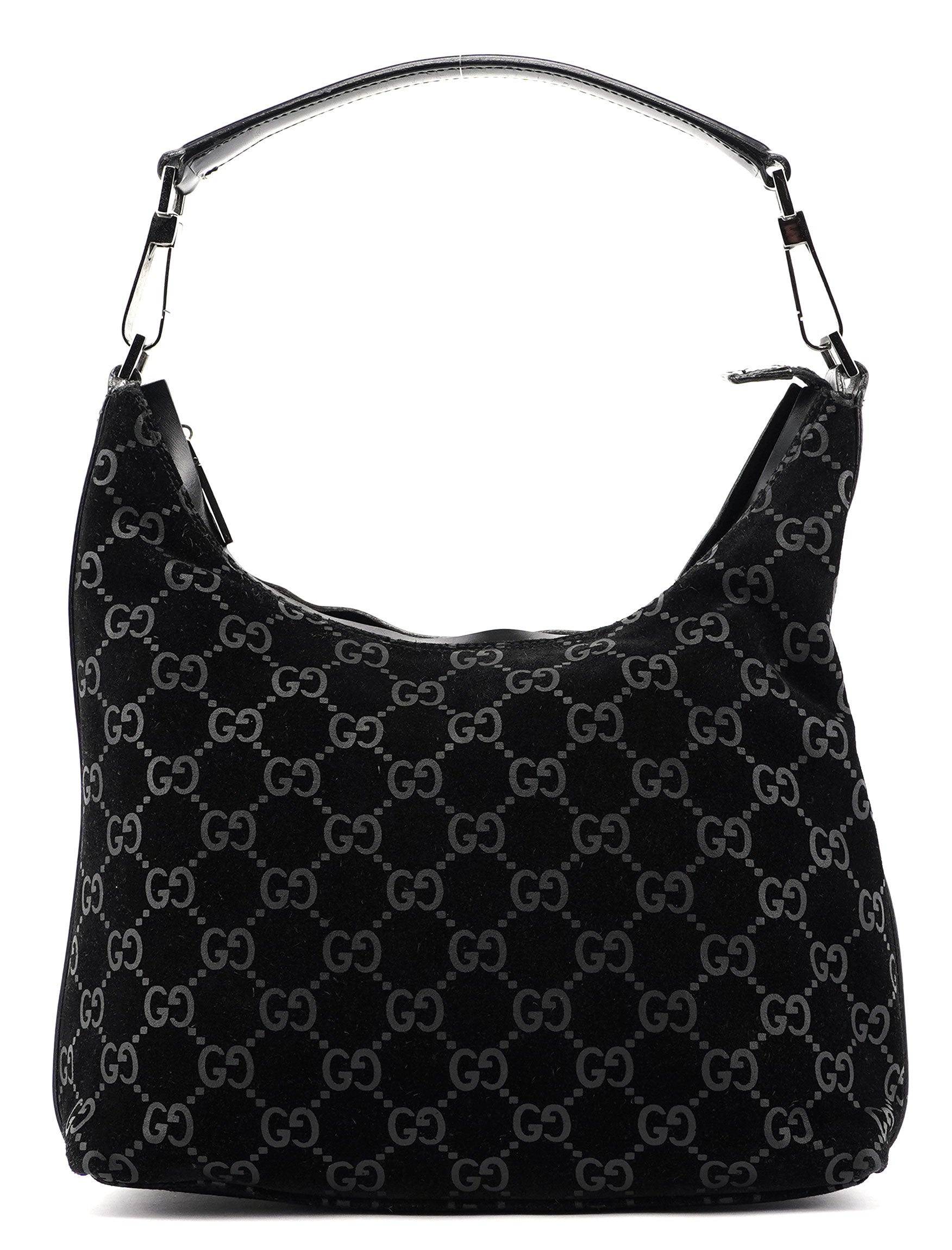 1997 Black Suede GG Shoulder Bag