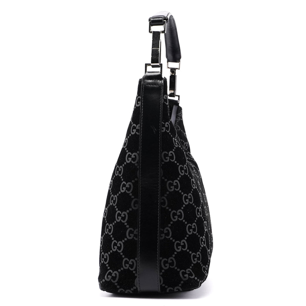 1997 Black Suede GG Shoulder Bag