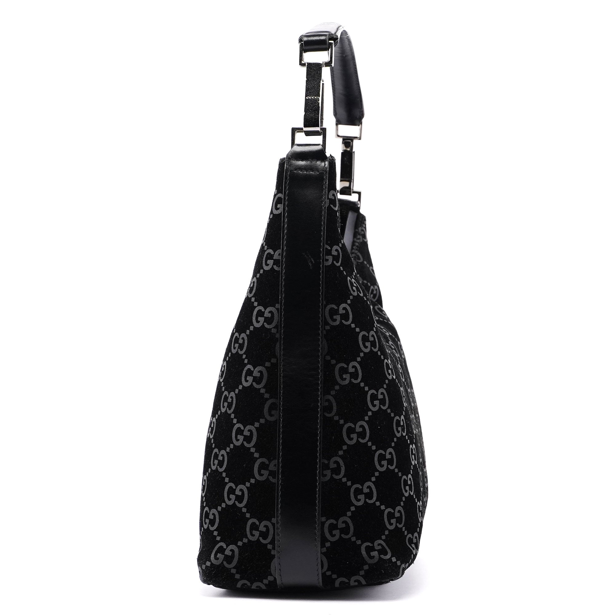 1997 Black Suede GG Shoulder Bag