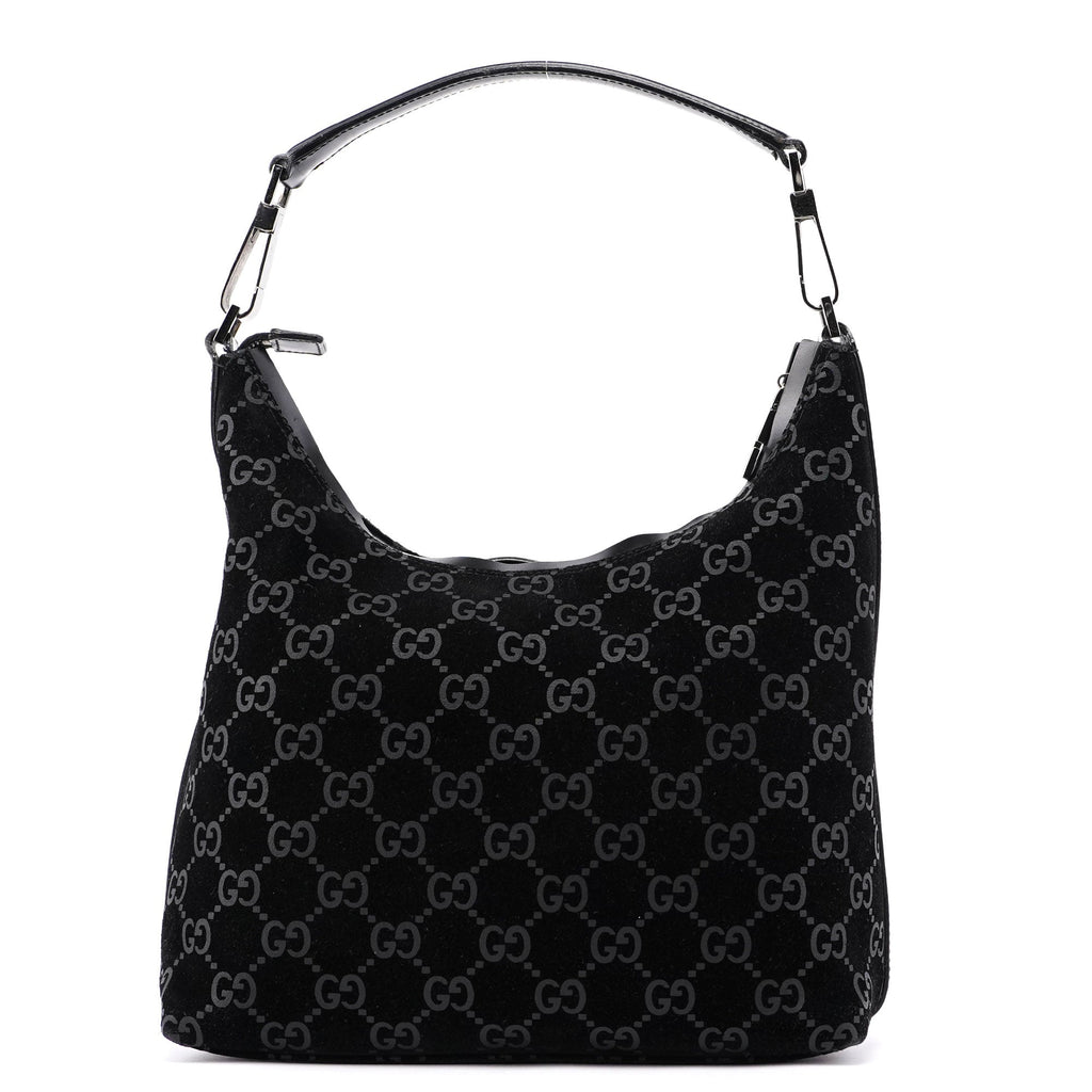 1997 Black Suede GG Shoulder Bag