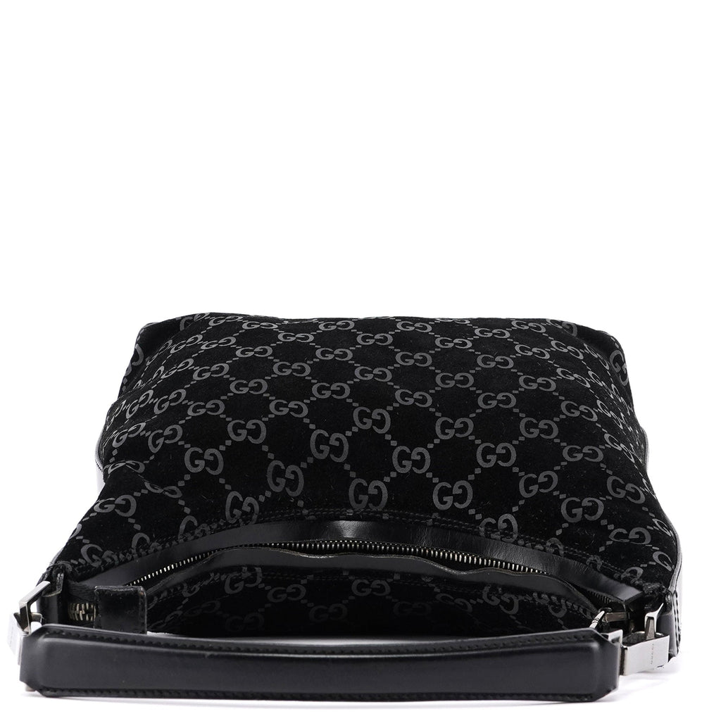 1997 Black Suede GG Shoulder Bag