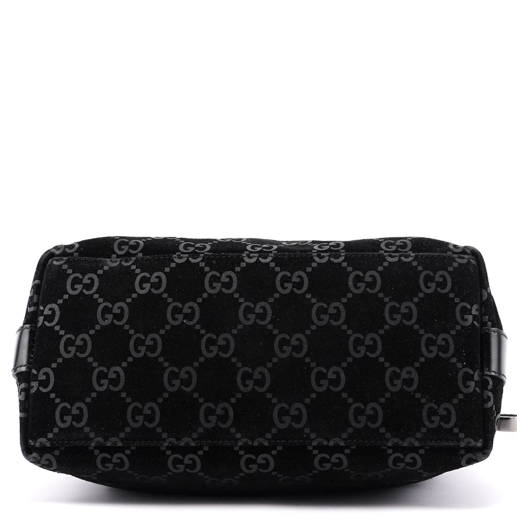1997 Black Suede GG Shoulder Bag