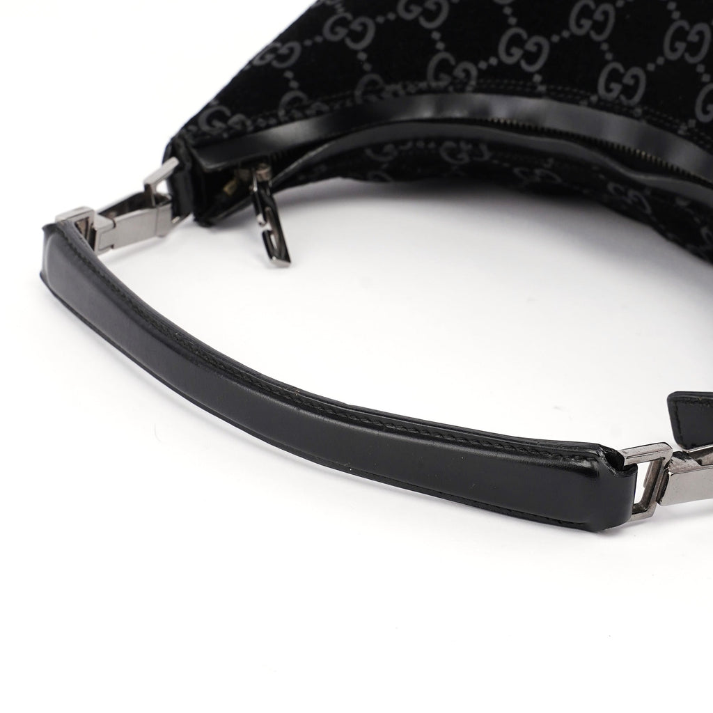 1997 Black Suede GG Shoulder Bag