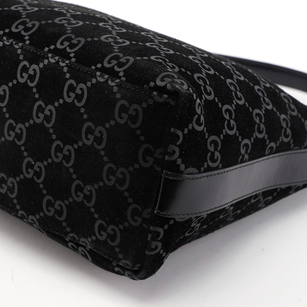 1997 Black Suede GG Shoulder Bag