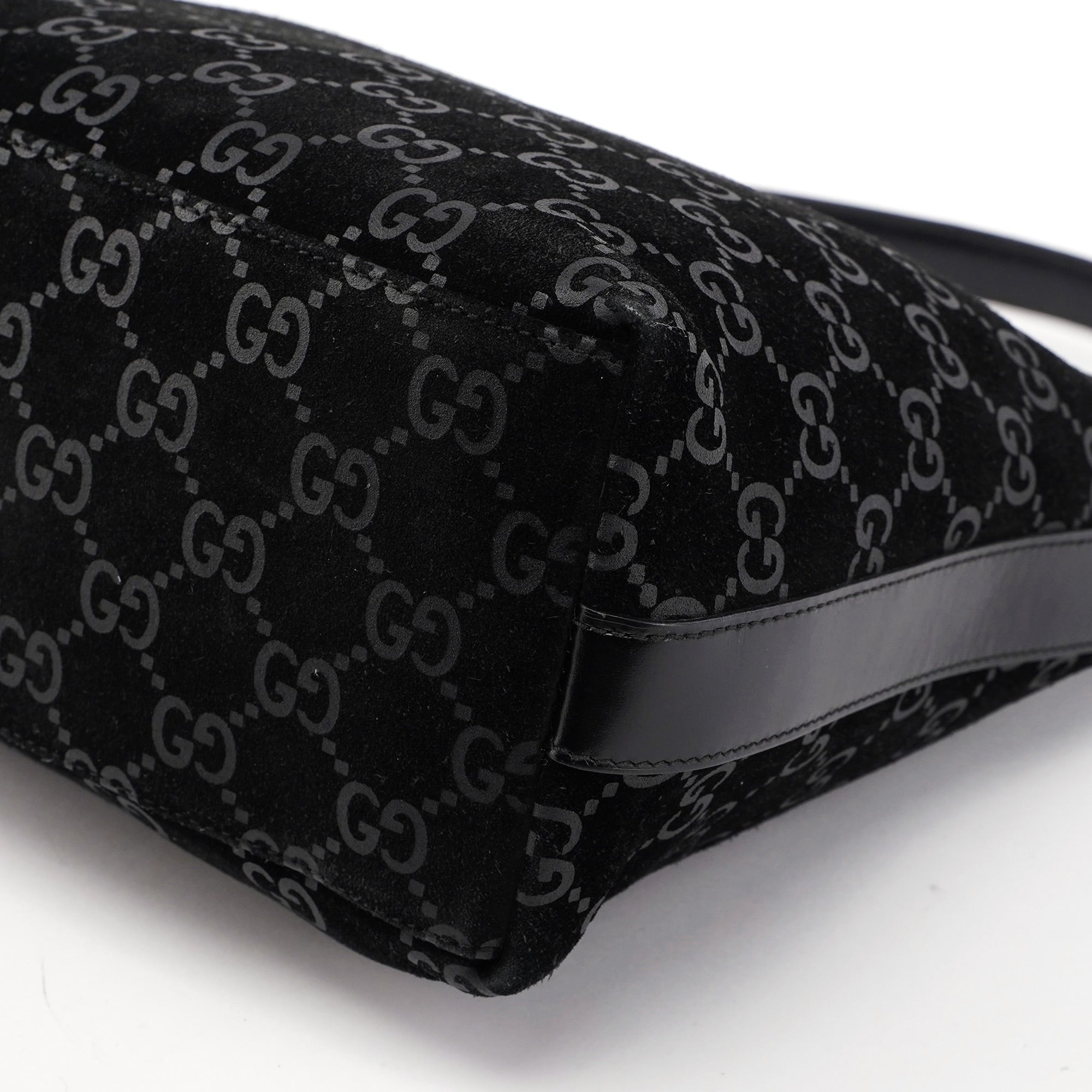 1997 Black Suede GG Shoulder Bag