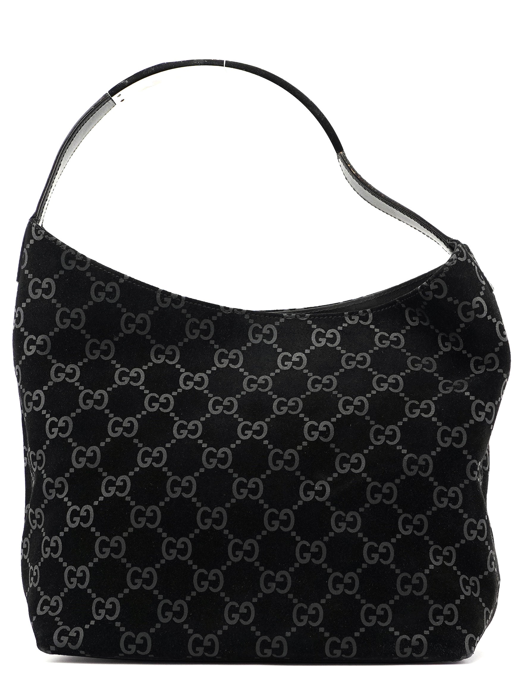 1997 Black Suede GG Shoulder Bag