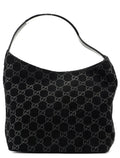1997 Black Suede GG Shoulder Bag