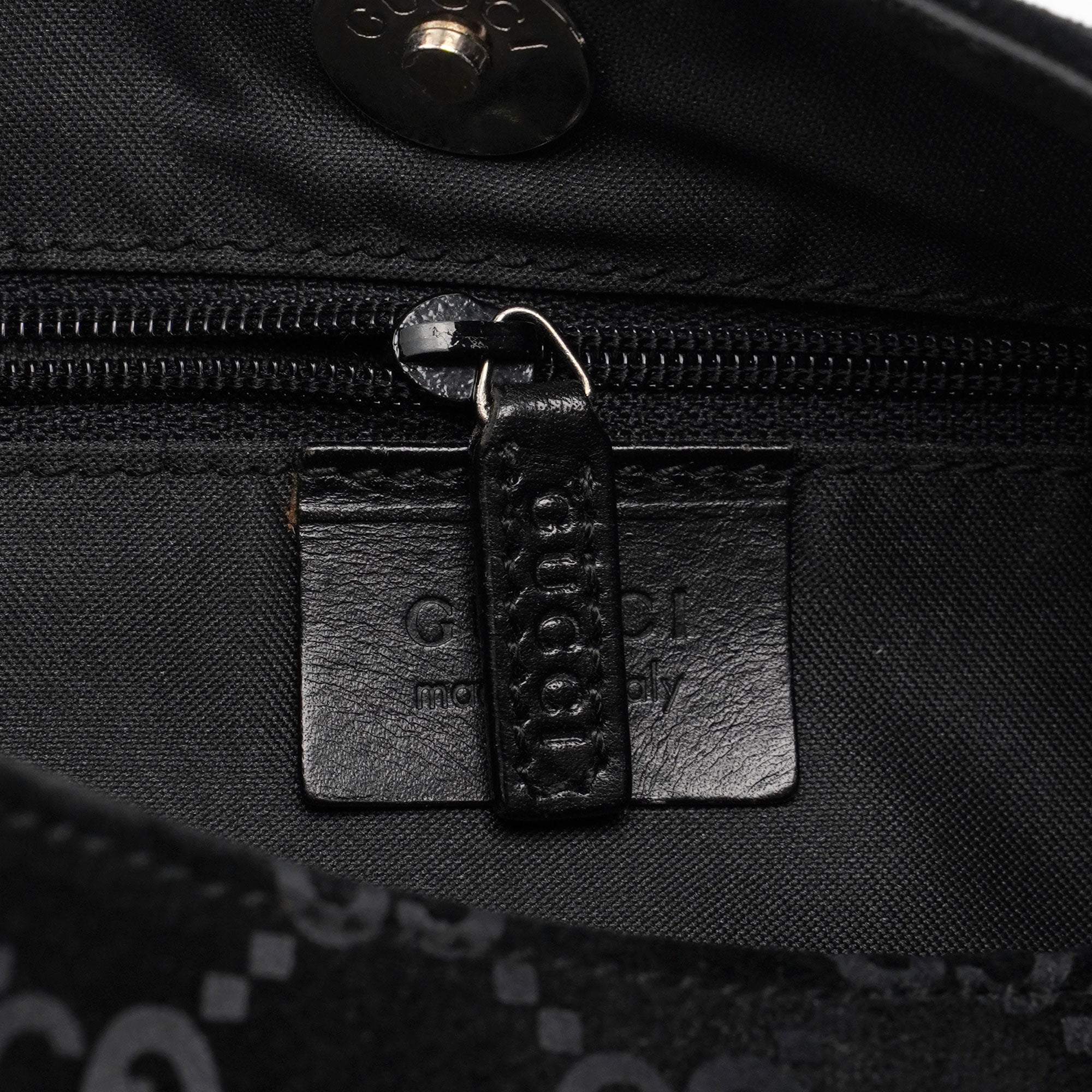 1997 Black Suede GG Shoulder Bag