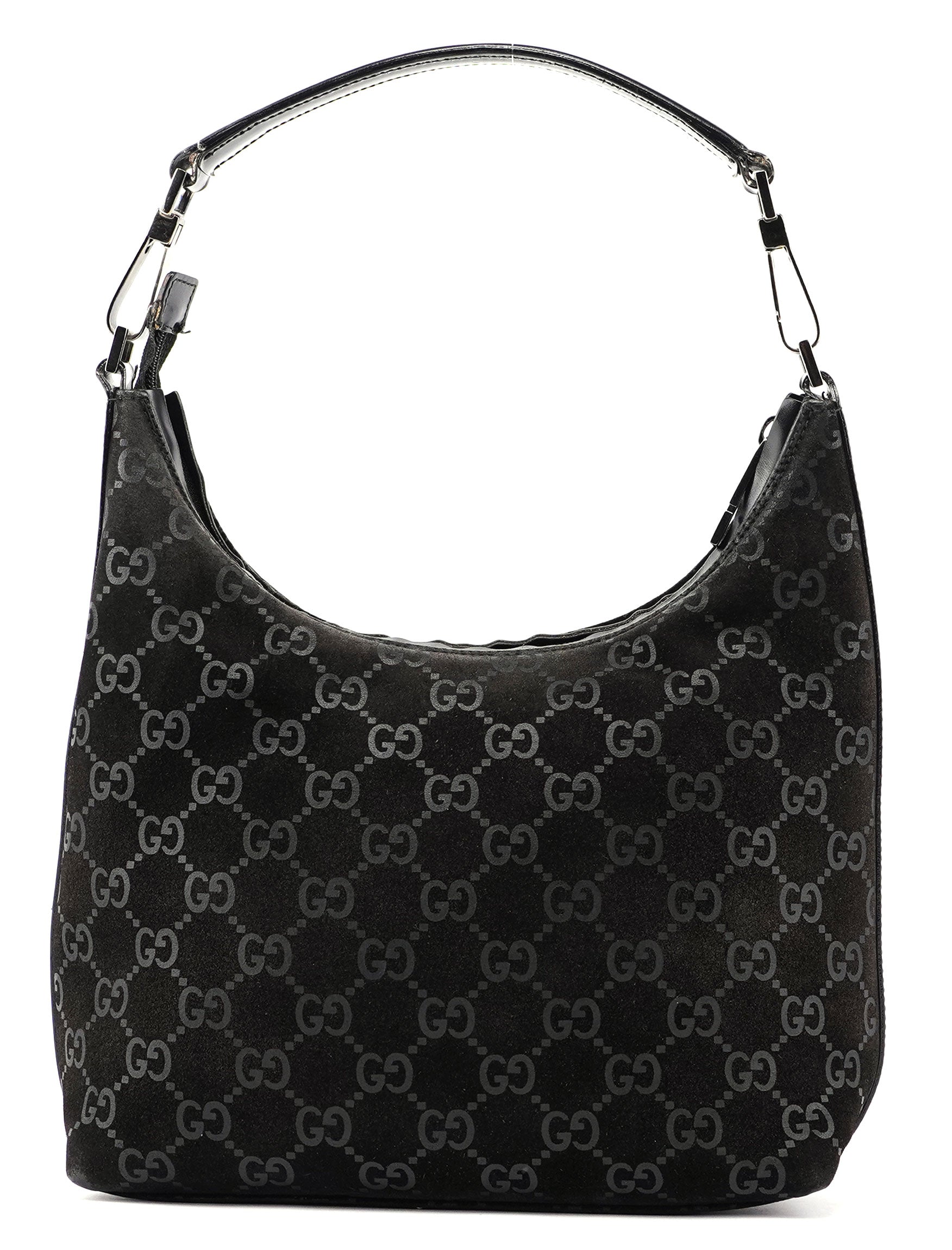 1997 Black Suede GG Shoulder Bag
