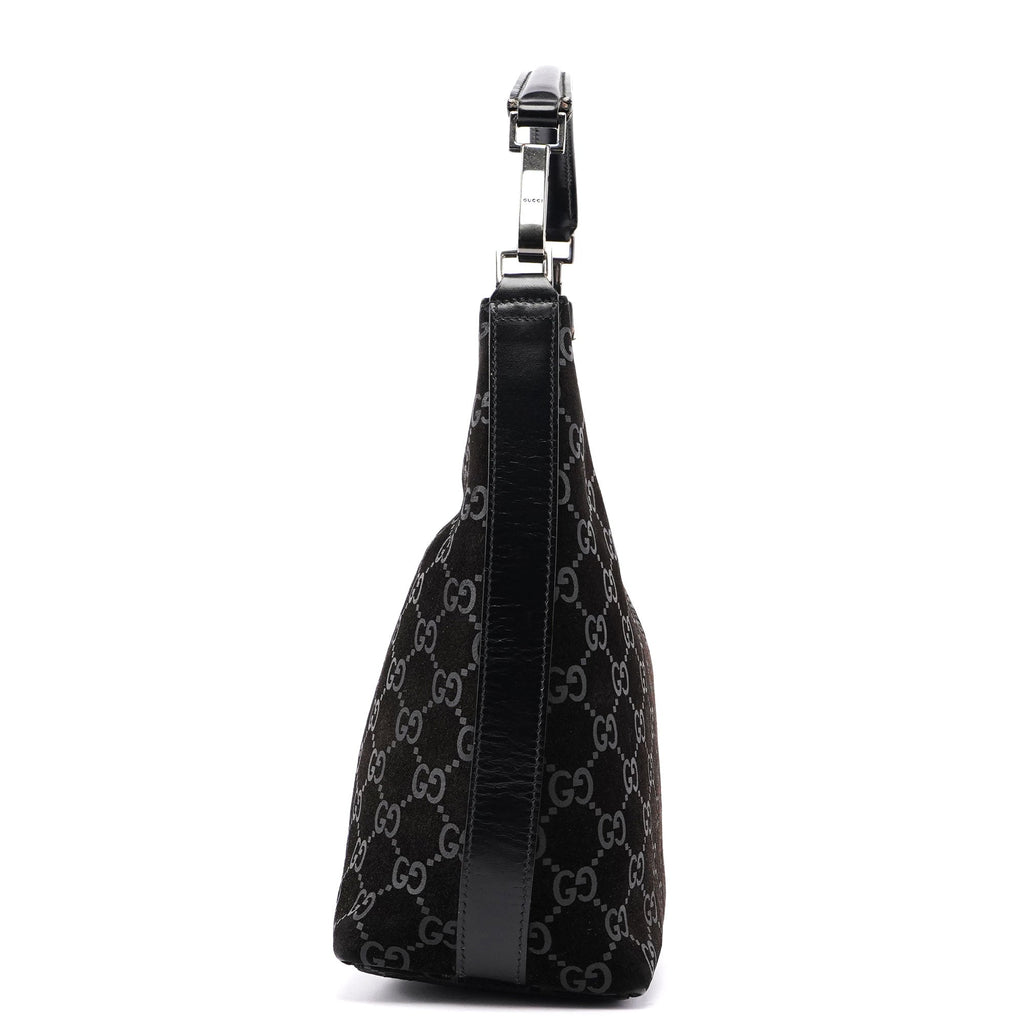 1997 Black Suede GG Shoulder Bag