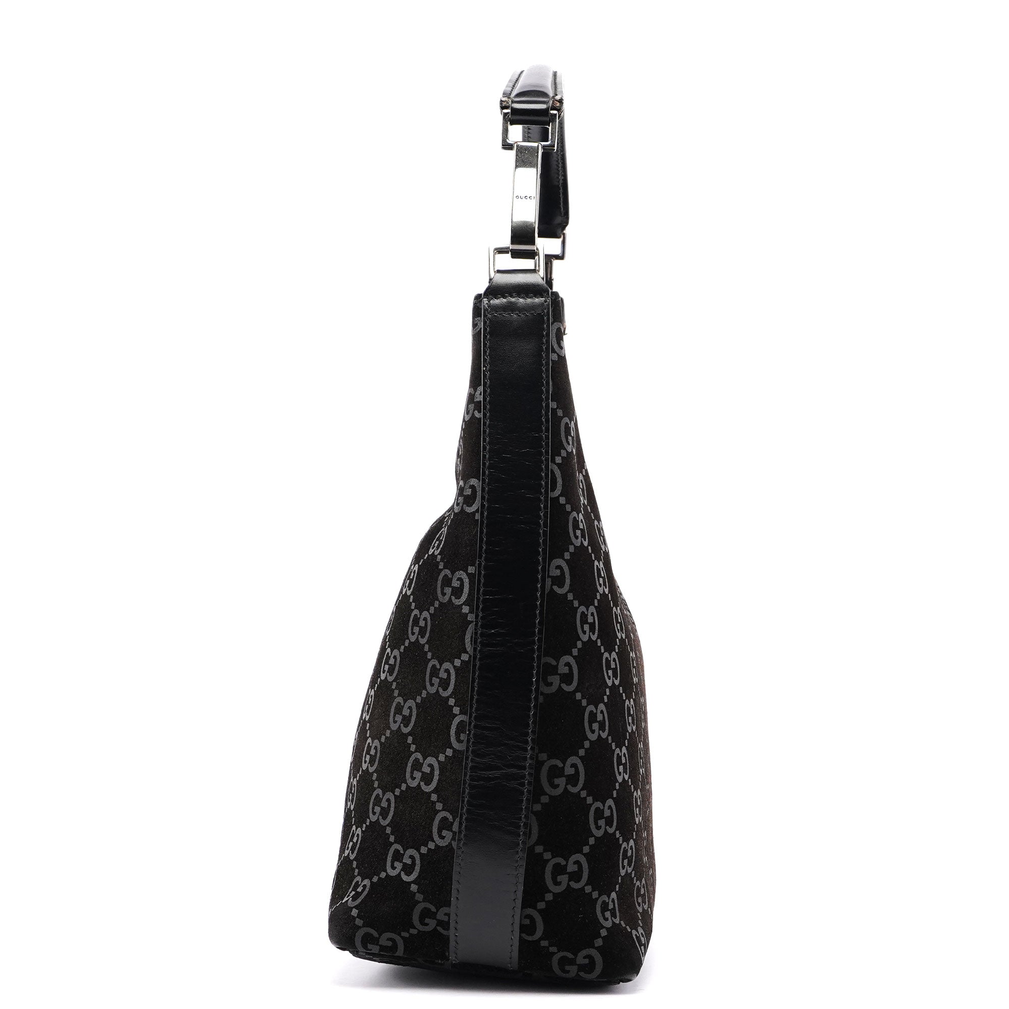 1997 Black Suede GG Shoulder Bag