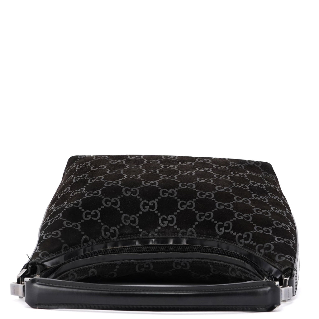 1997 Black Suede GG Shoulder Bag