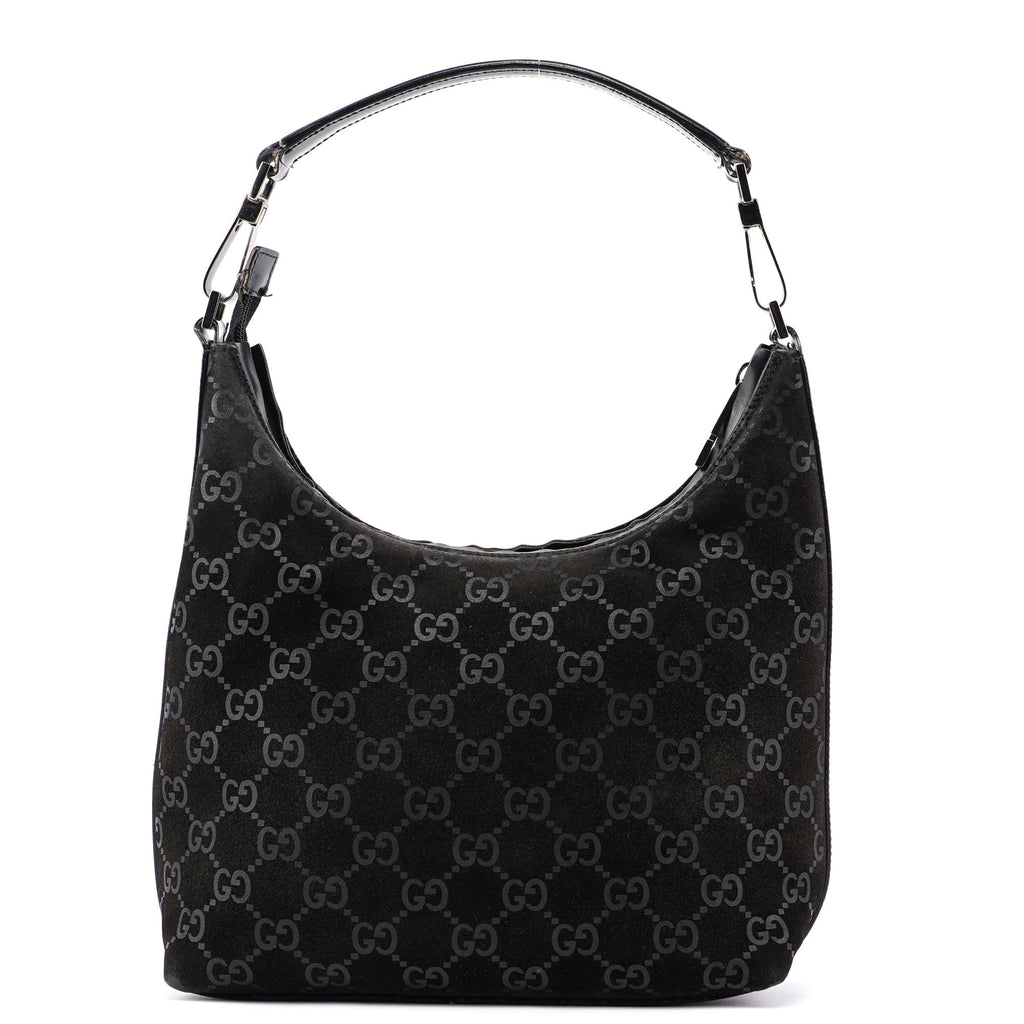 1997 Black Suede GG Shoulder Bag