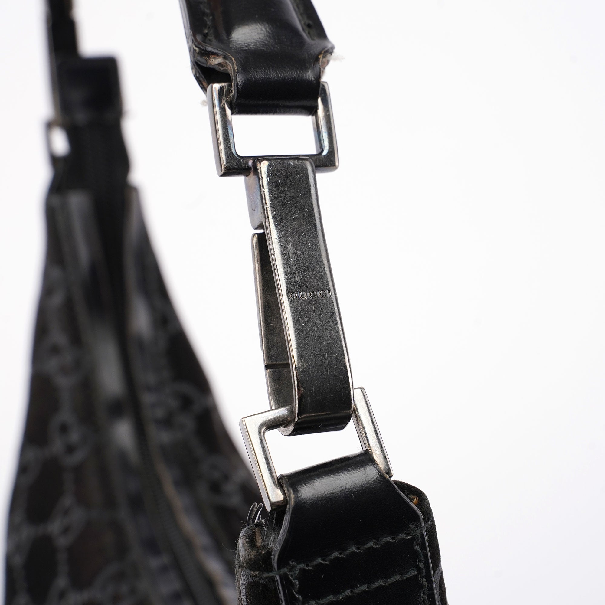 1997 Black Suede GG Shoulder Bag