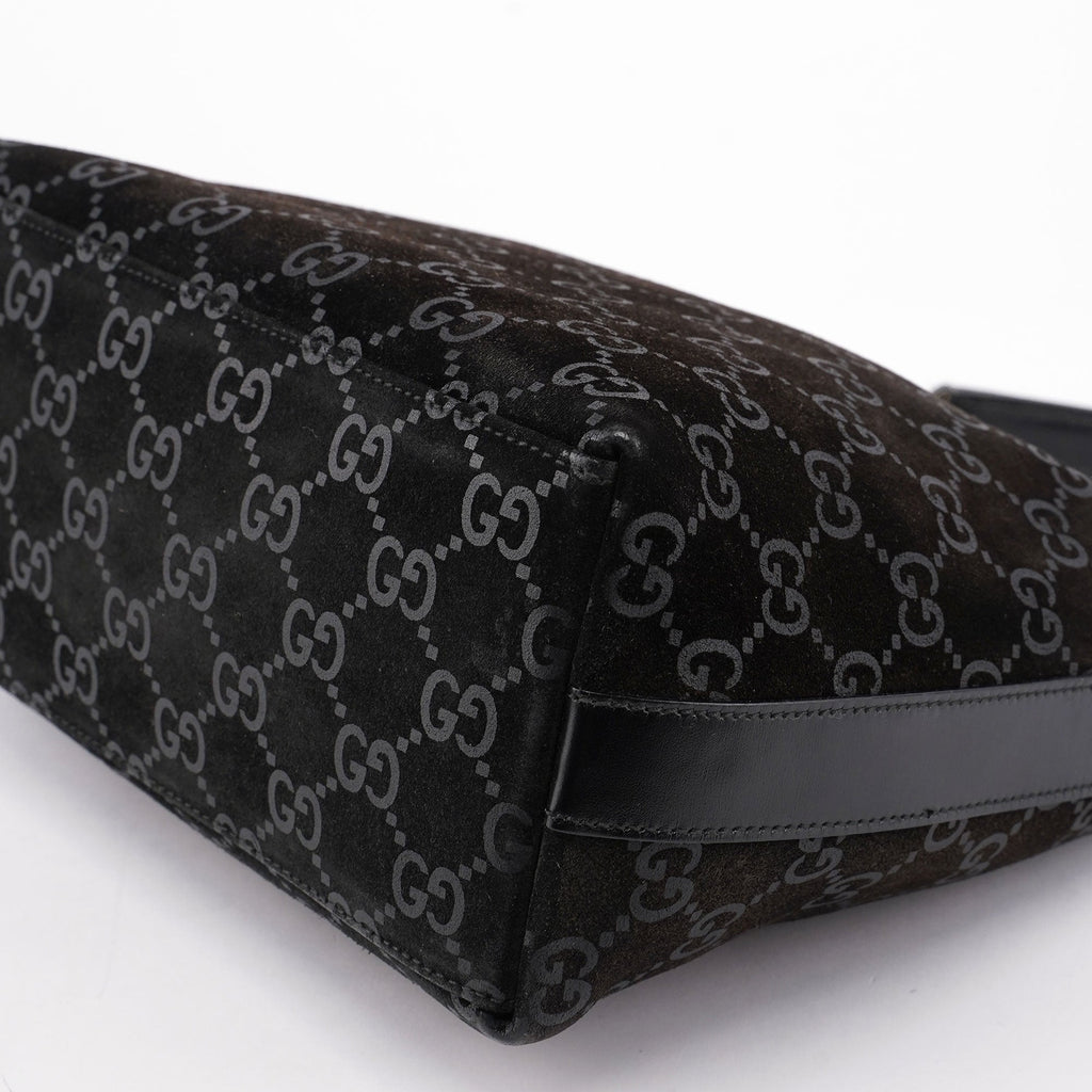 1997 Black Suede GG Shoulder Bag