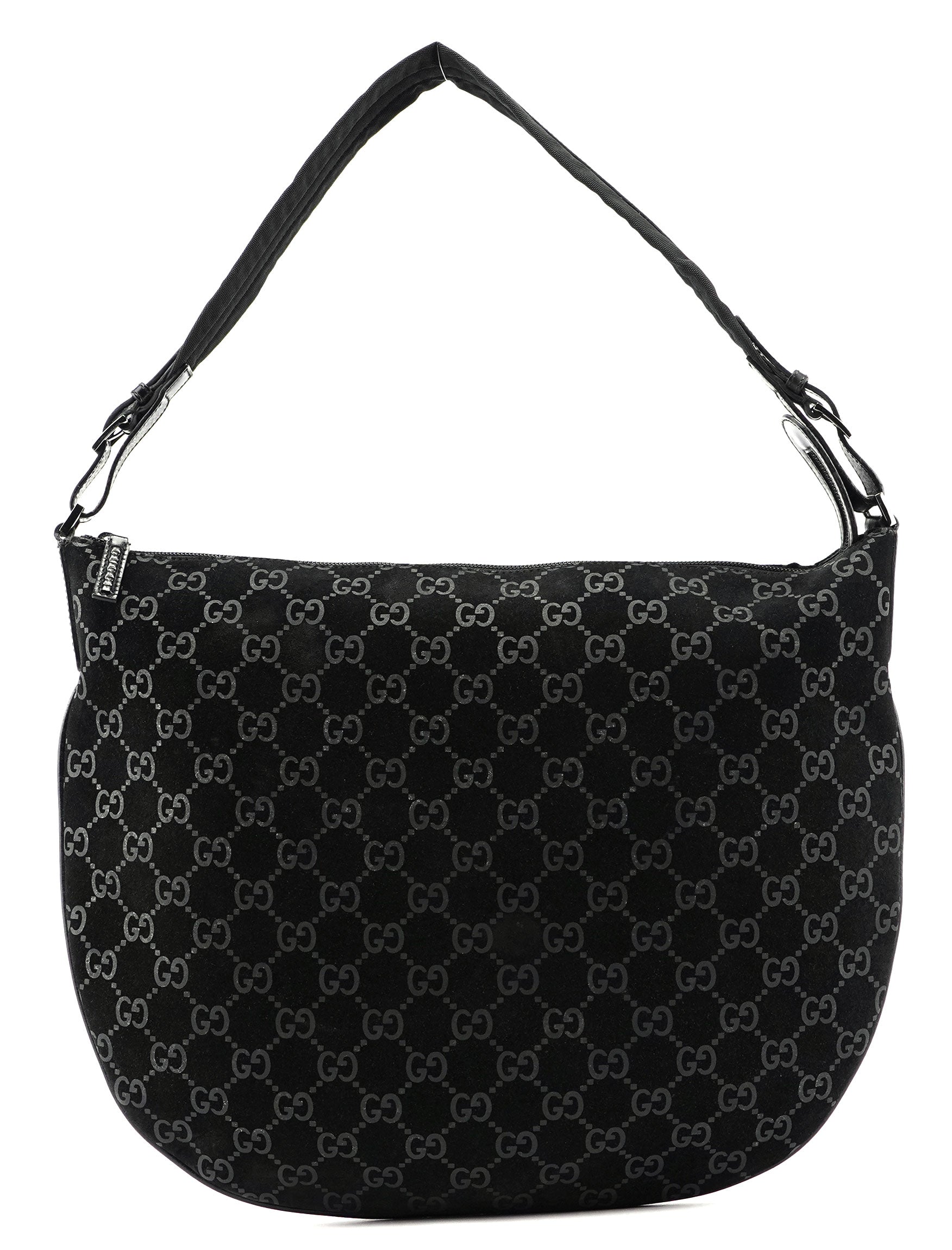 1997 Black Suede GG Shoulder Bag