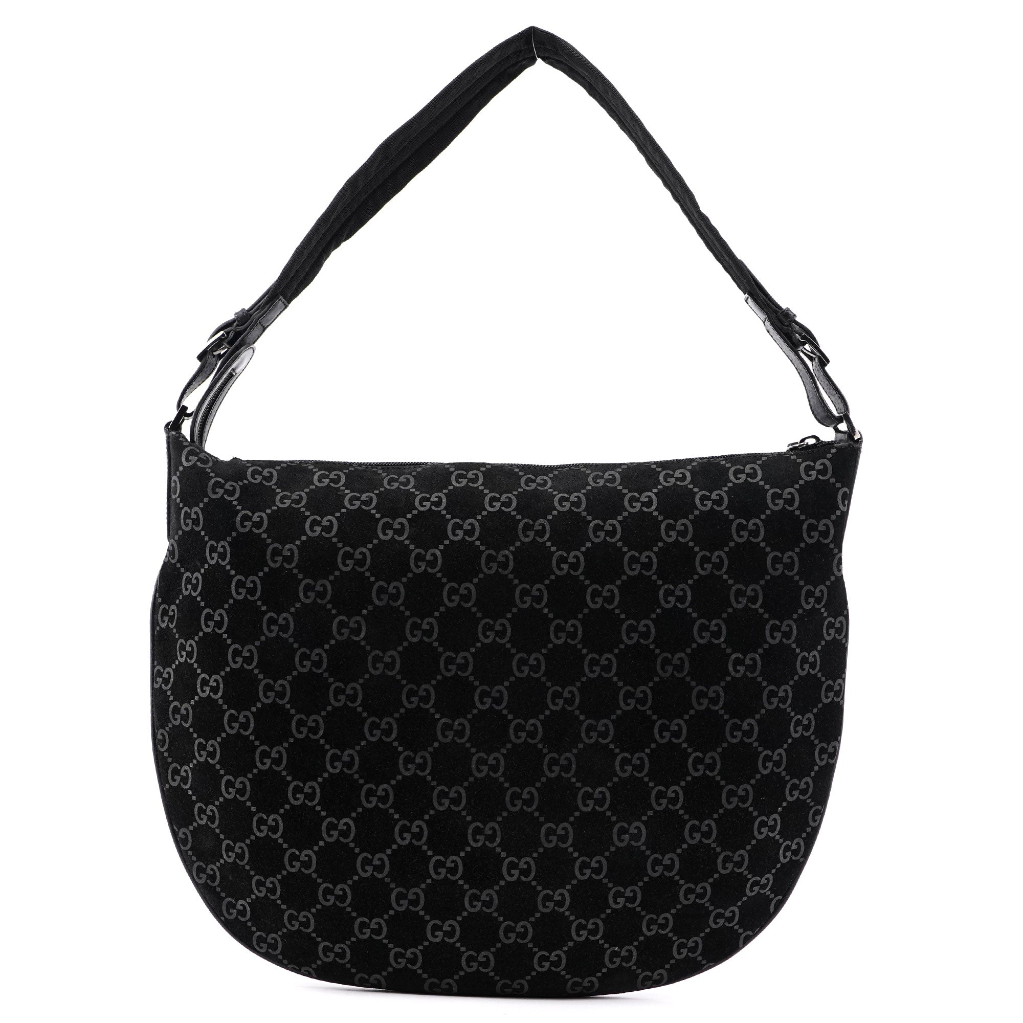 1997 Black Suede GG Shoulder Bag