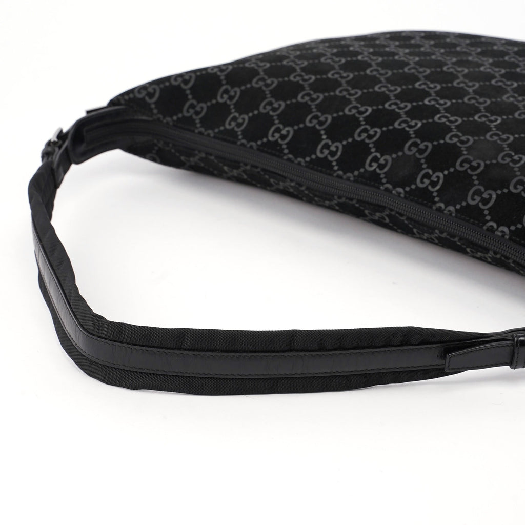 1997 Black Suede GG Shoulder Bag