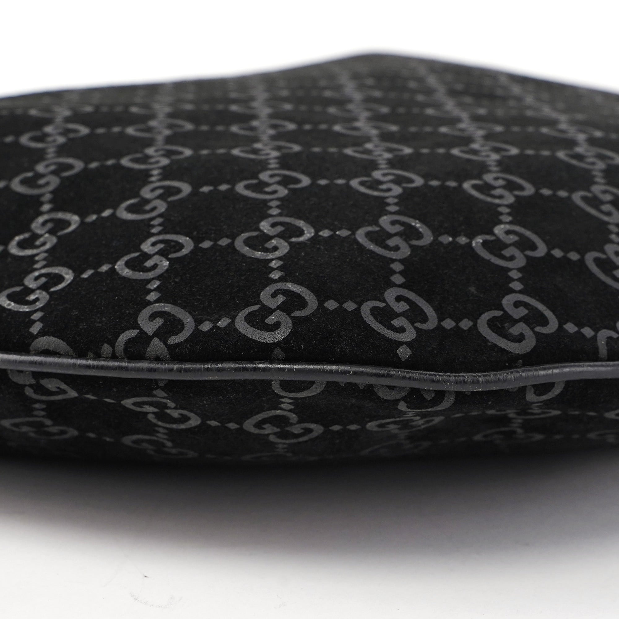 1997 Black Suede GG Shoulder Bag