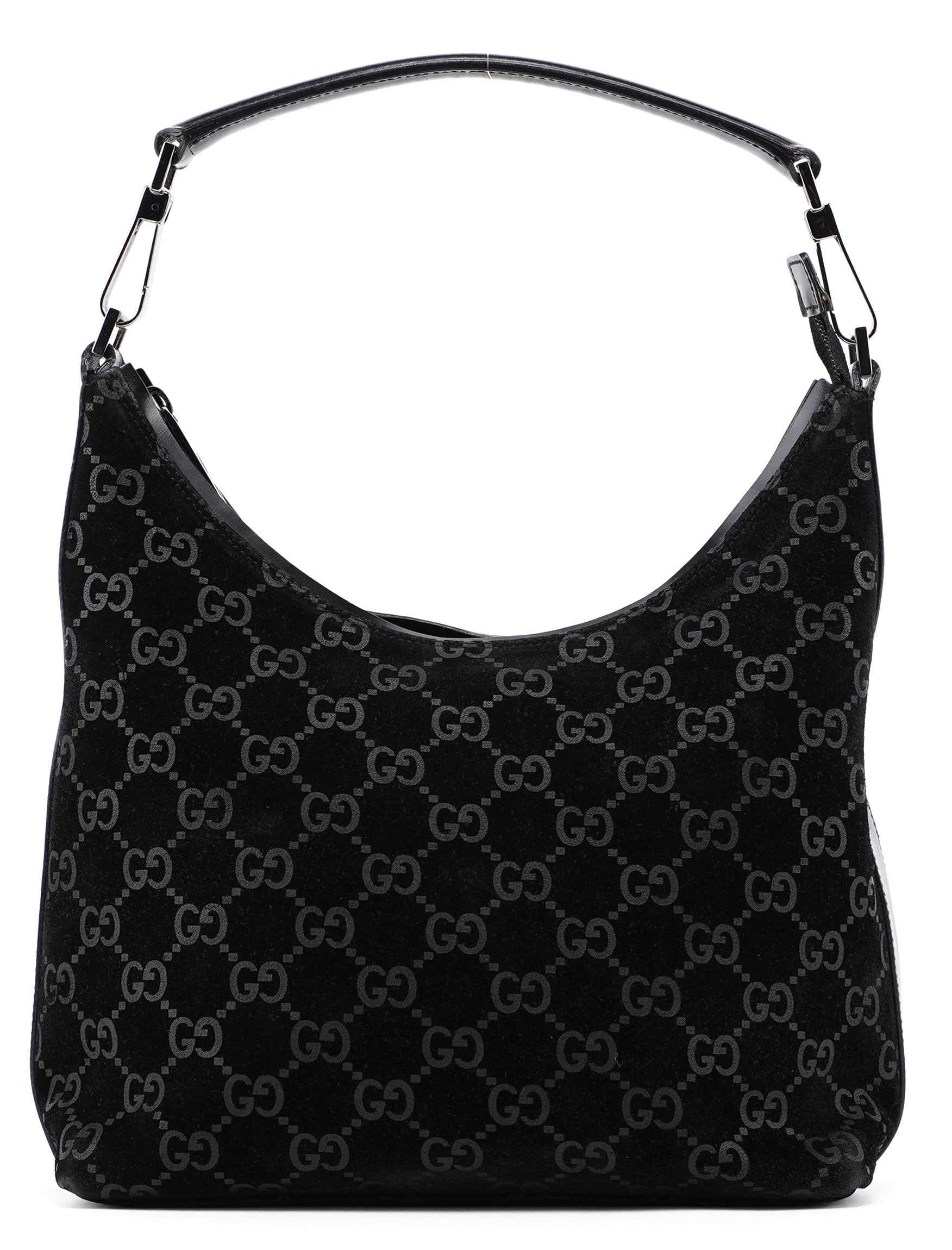 1997 Black Suede GG Shoulder Bag