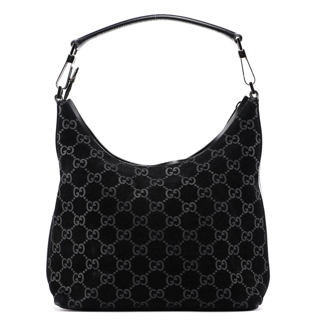1997 Black Suede GG Shoulder Bag