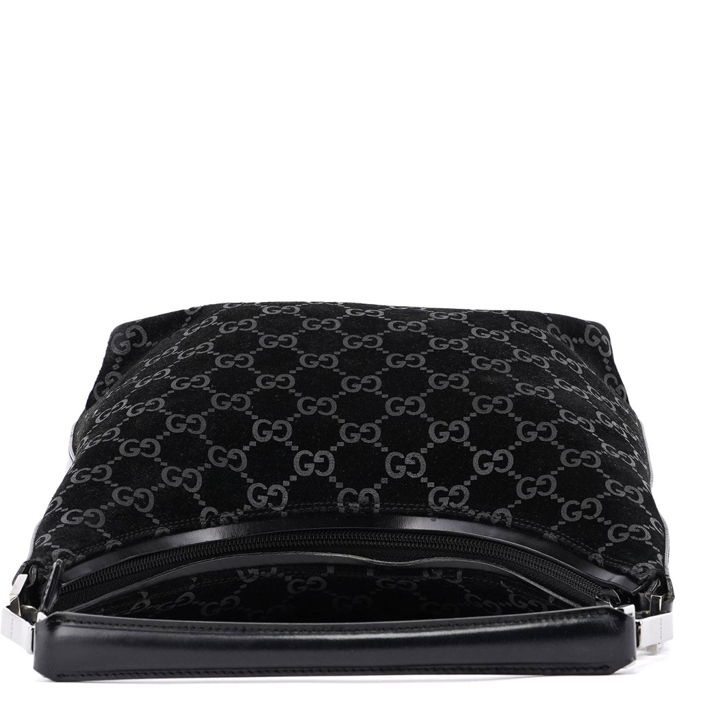1997 Black Suede GG Shoulder Bag