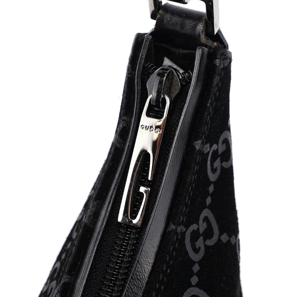1997 Black Suede GG Shoulder Bag