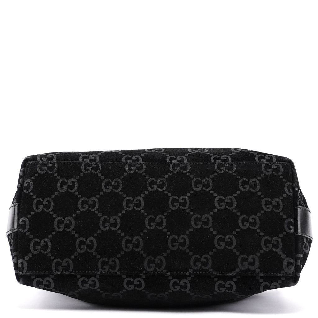1997 Black Suede GG Shoulder Bag