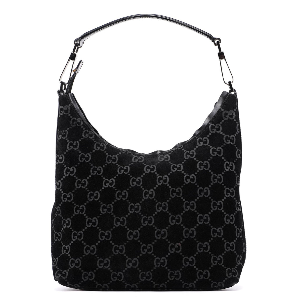 1997 Black Suede GG Shoulder Bag