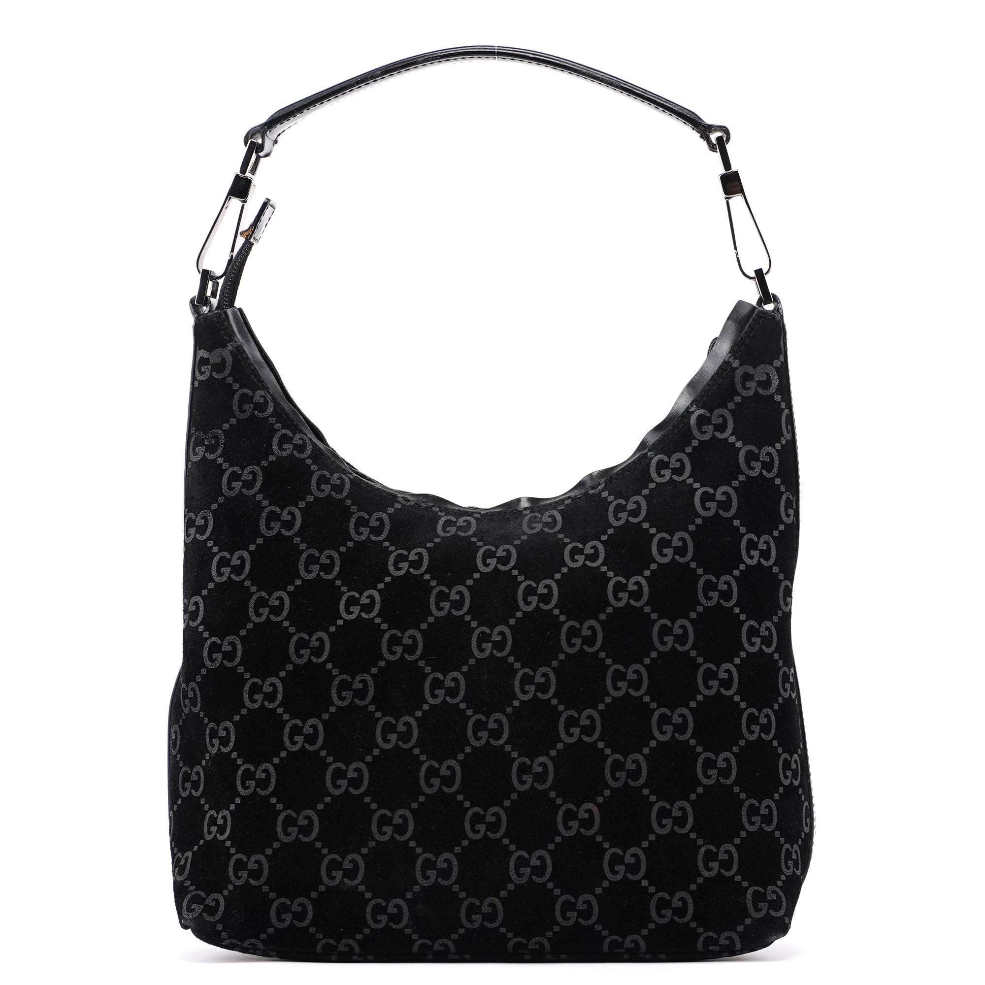 1997 Black Suede GG Shoulder Bag