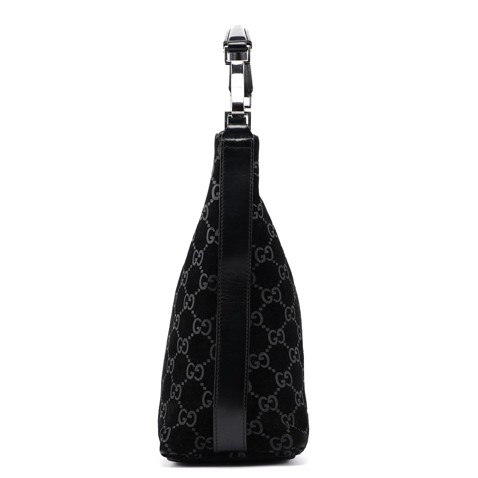 1997 Black Suede GG Shoulder Bag