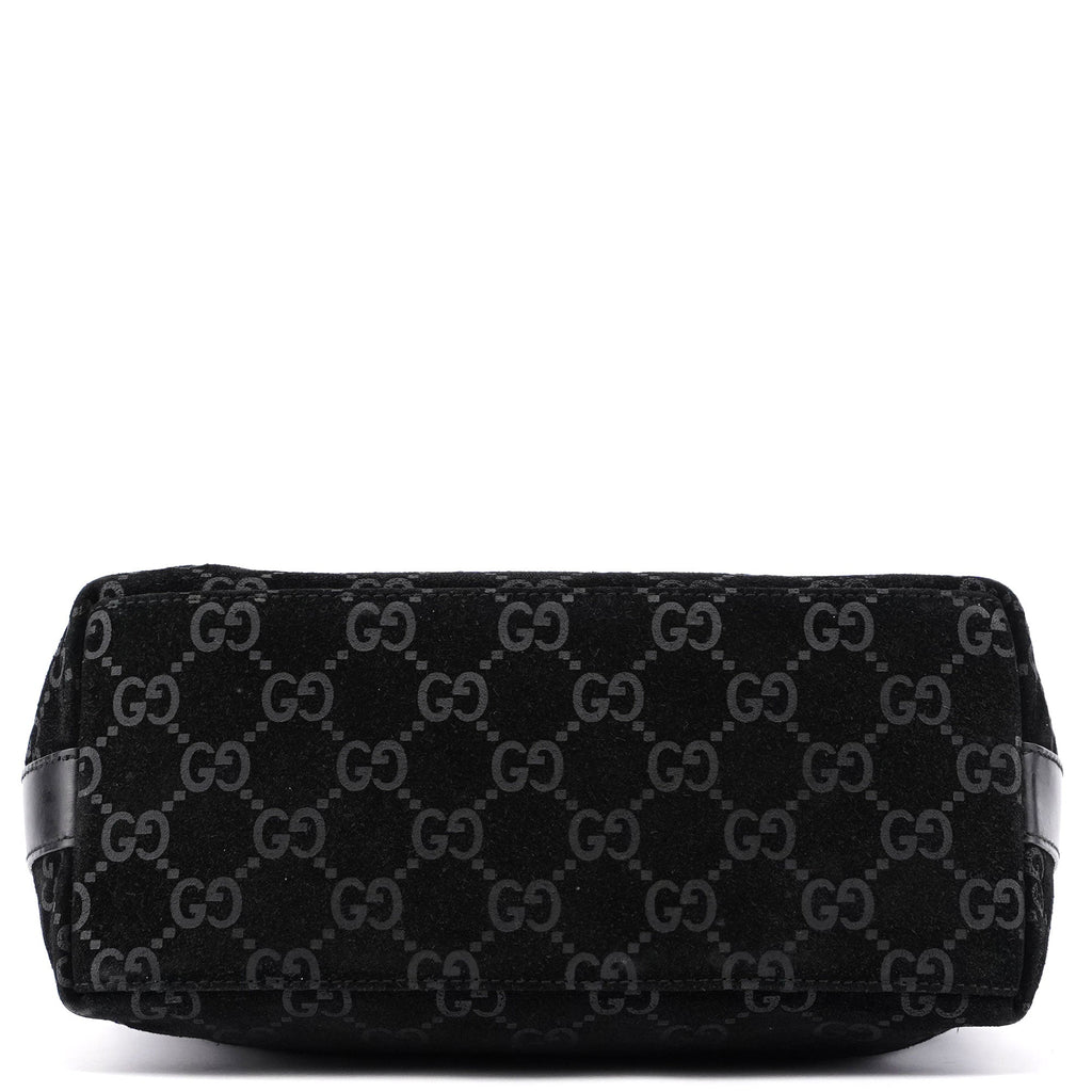 1997 Black Suede GG Shoulder Bag