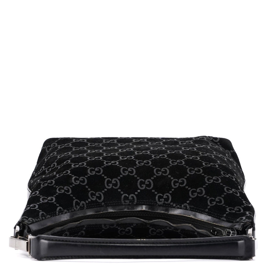 1997 Black Suede GG Shoulder Bag