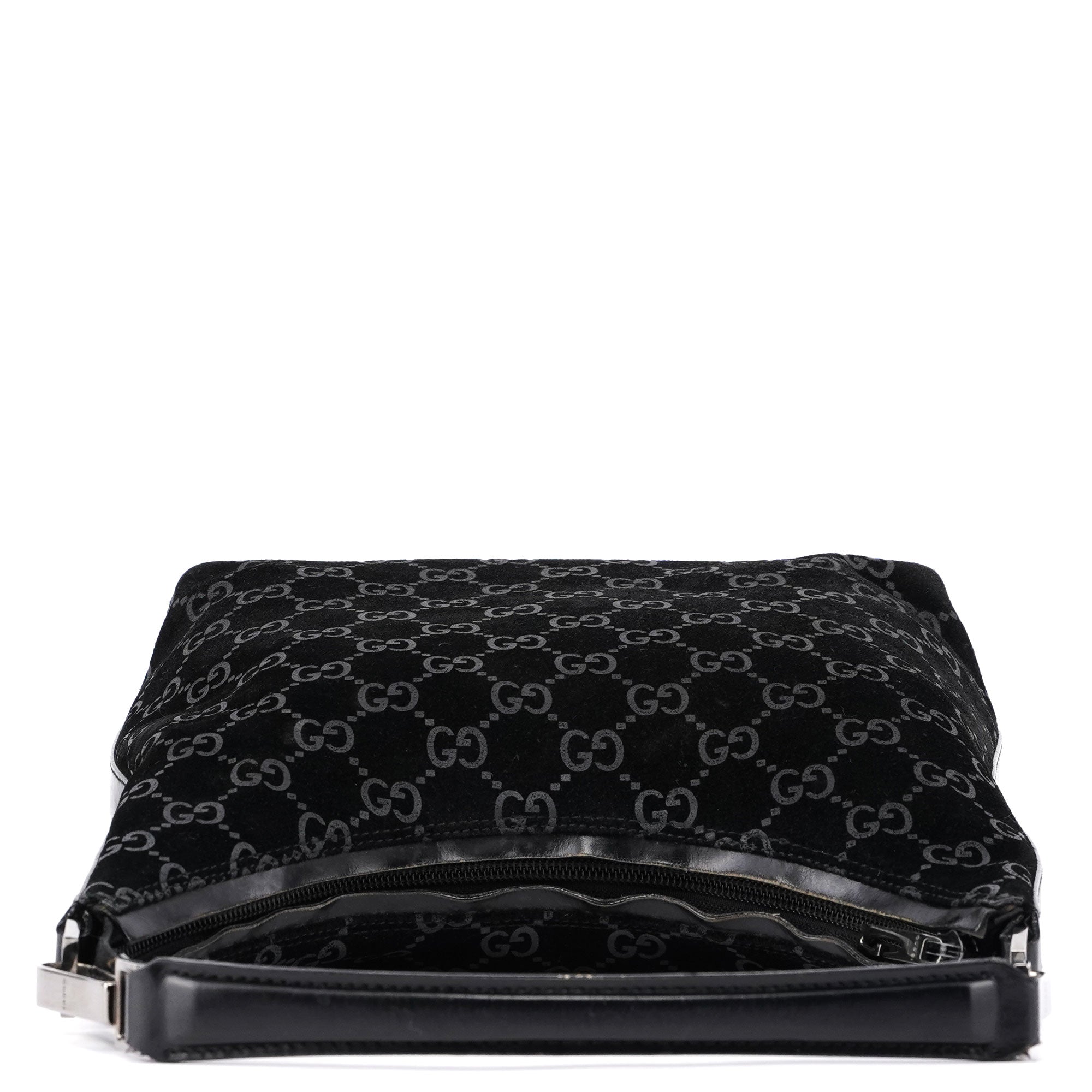 1997 Black Suede GG Shoulder Bag