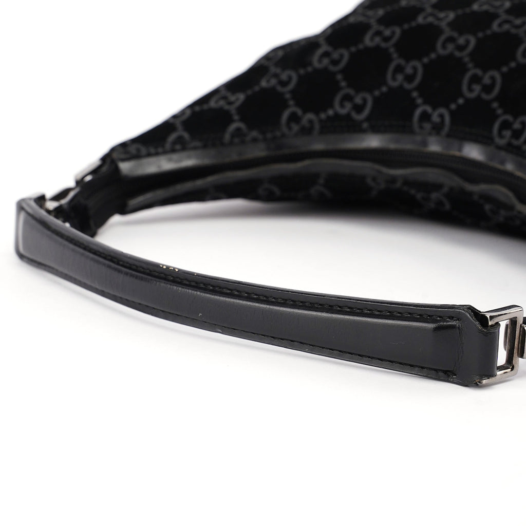 1997 Black Suede GG Shoulder Bag