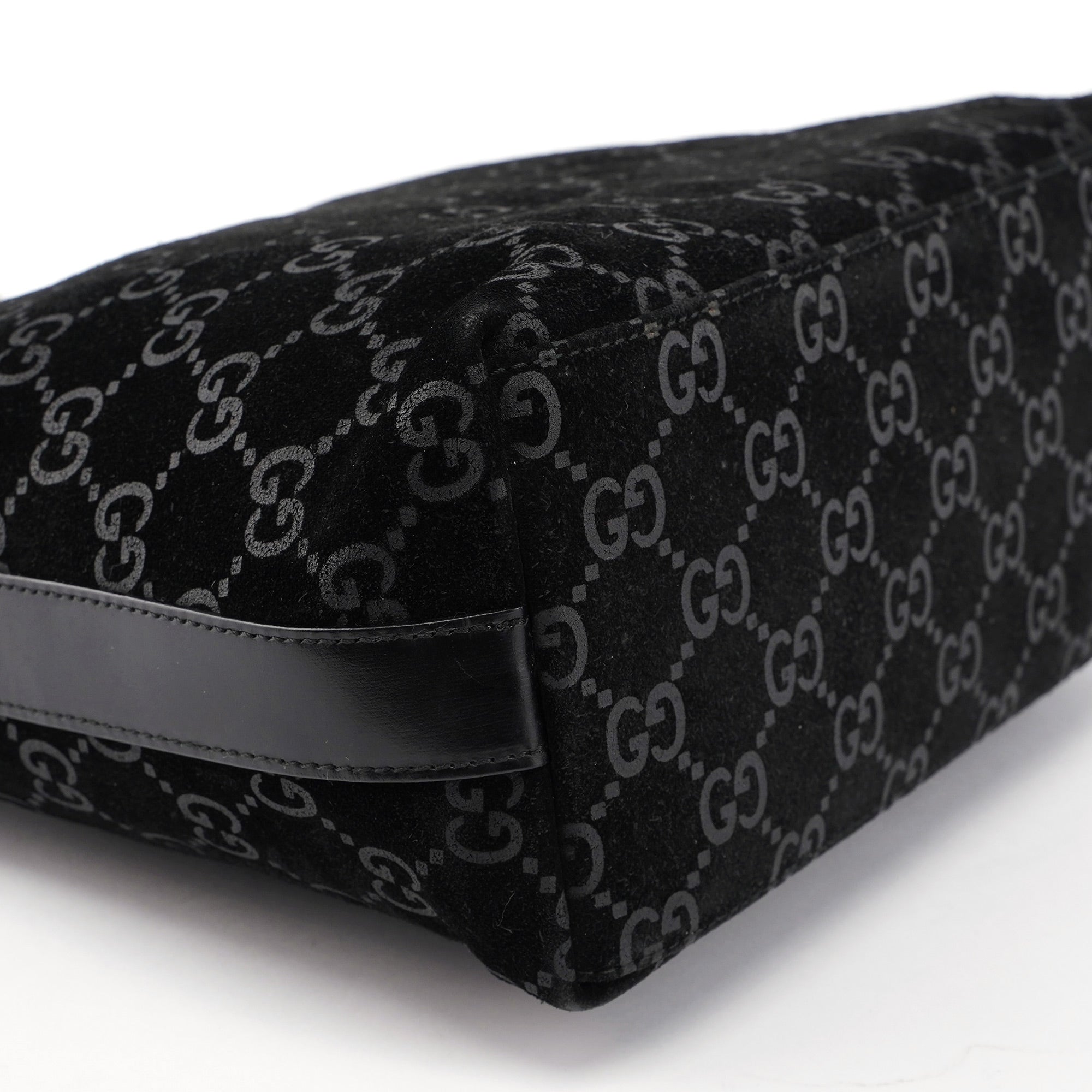 1997 Black Suede GG Shoulder Bag