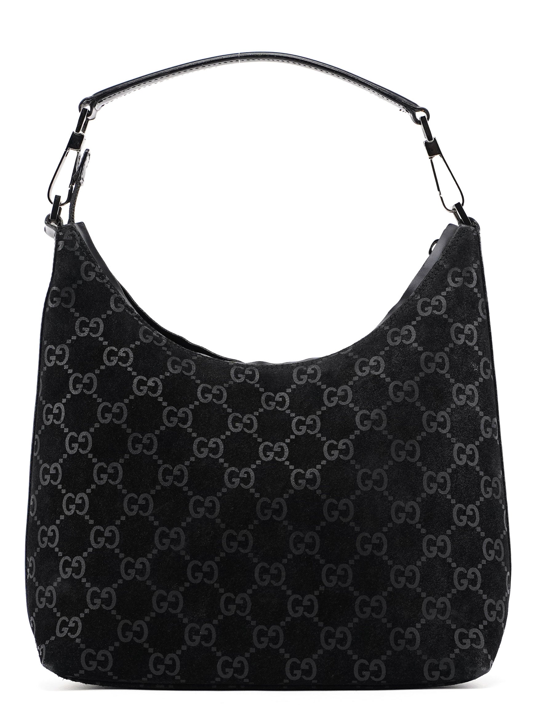 1997 Black Suede GG Shoulder Bag