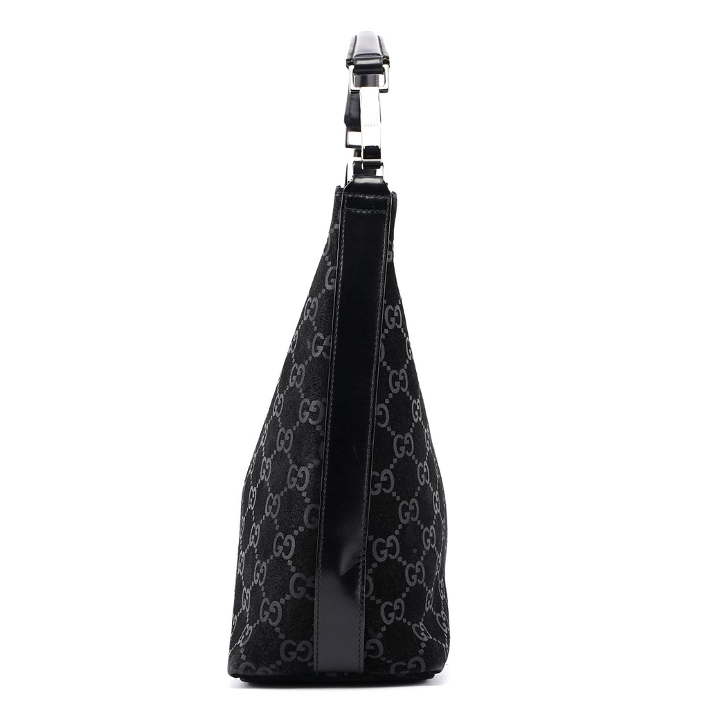 1997 Black Suede GG Shoulder Bag