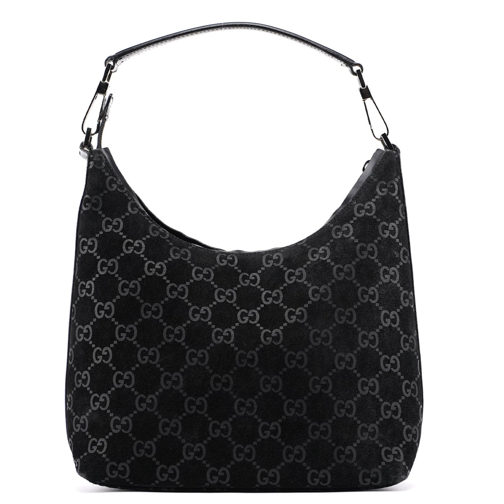 1997 Black Suede GG Shoulder Bag