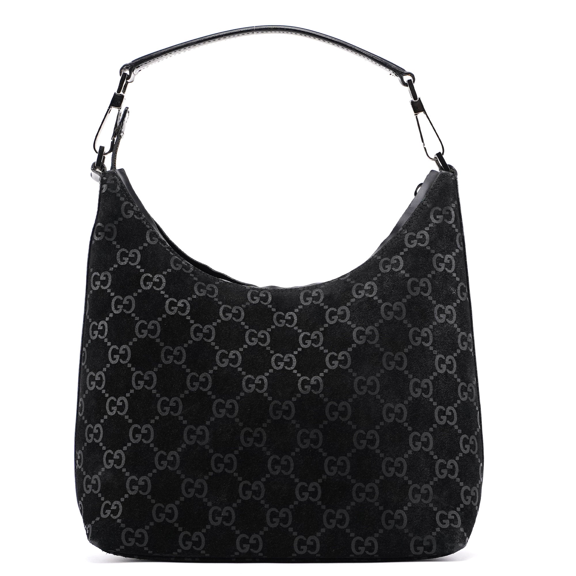 1997 Black Suede GG Shoulder Bag