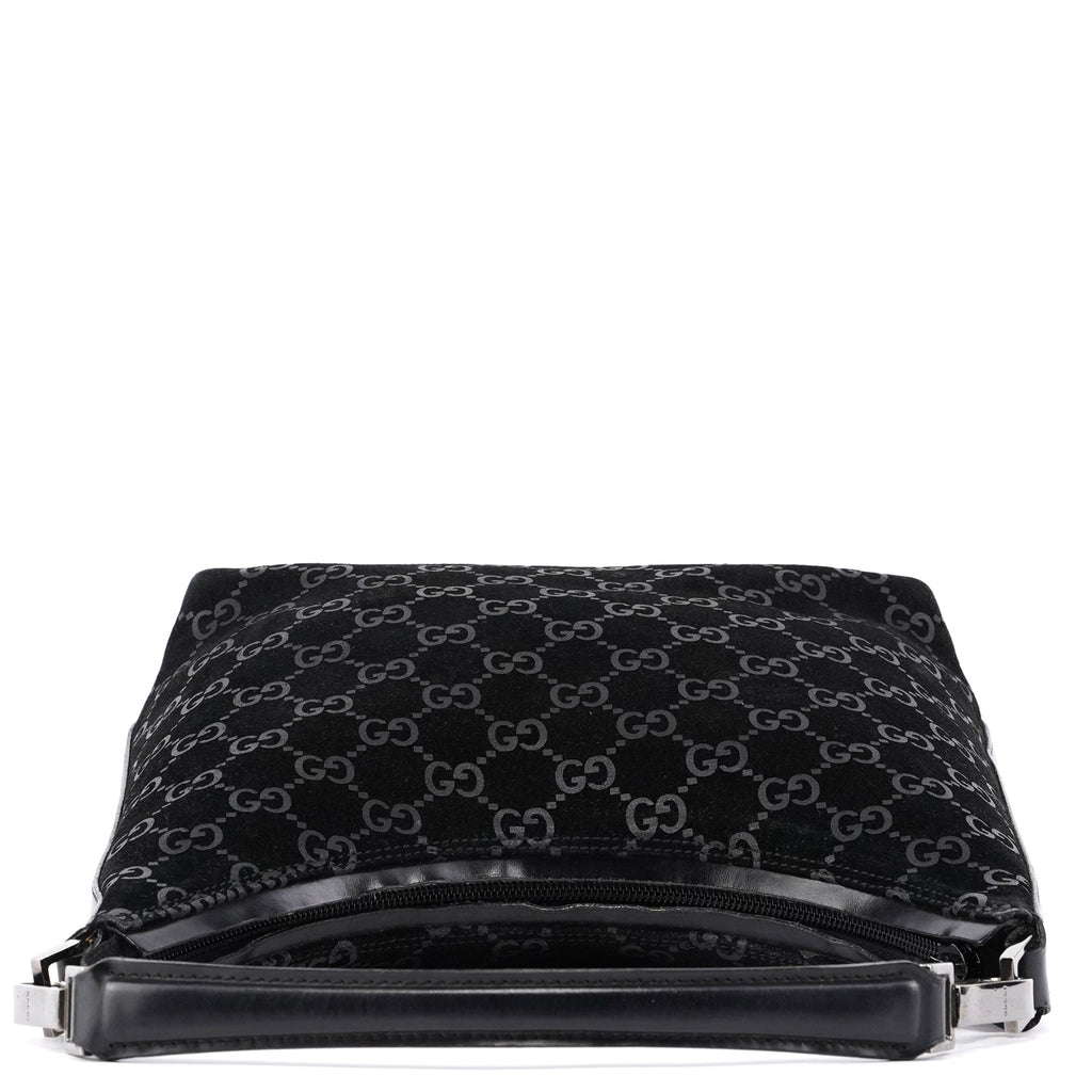 1997 Black Suede GG Shoulder Bag