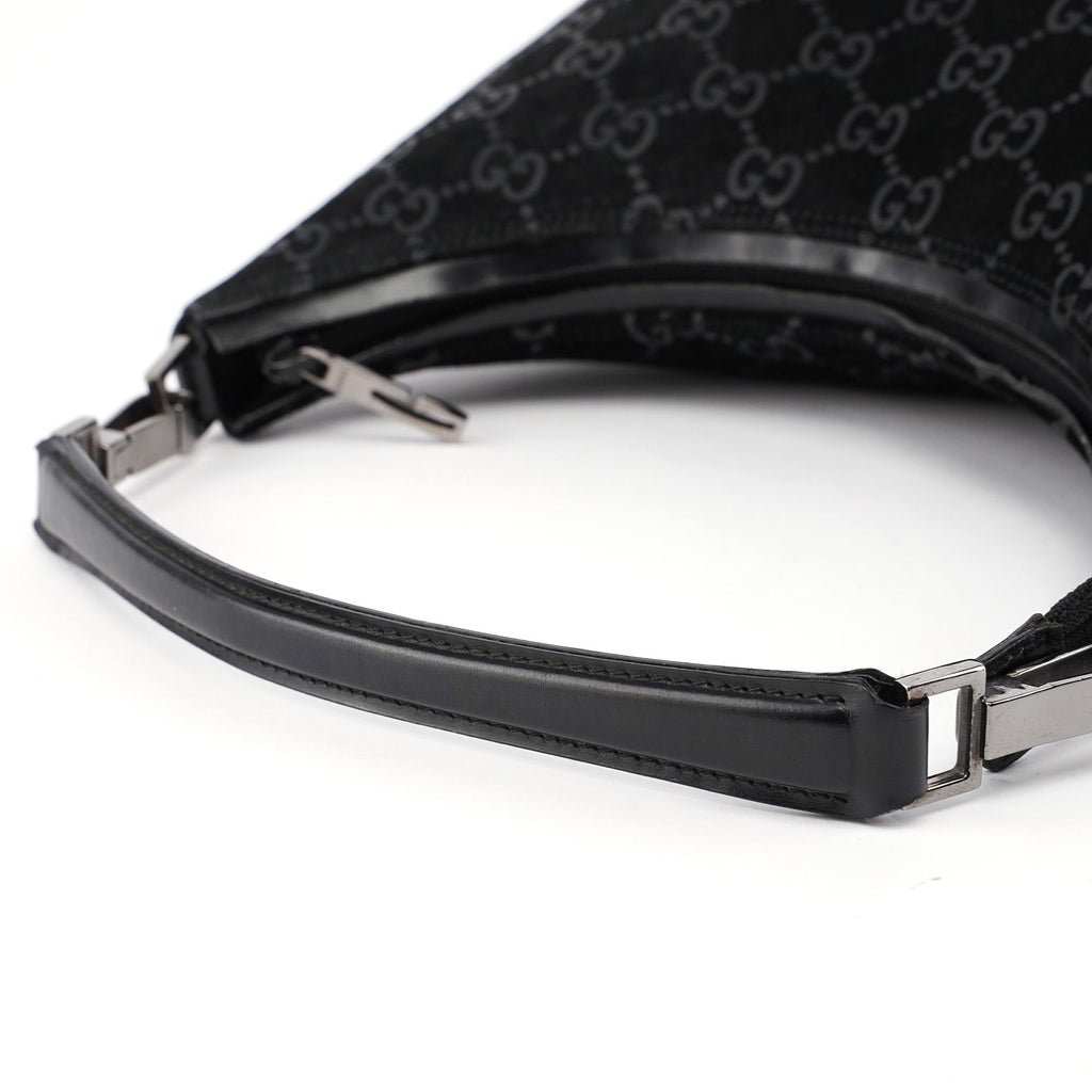 1997 Black Suede GG Shoulder Bag