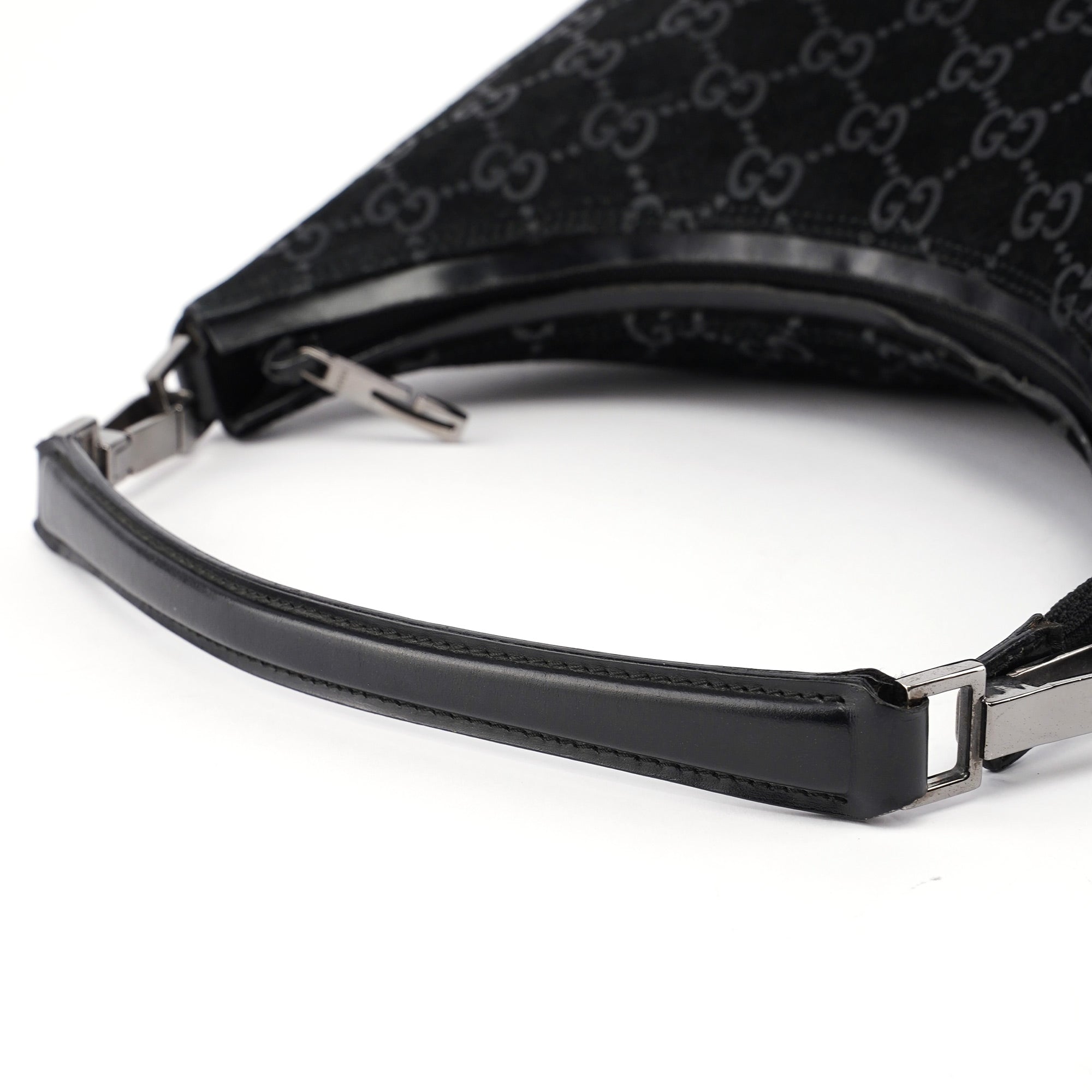 1997 Black Suede GG Shoulder Bag