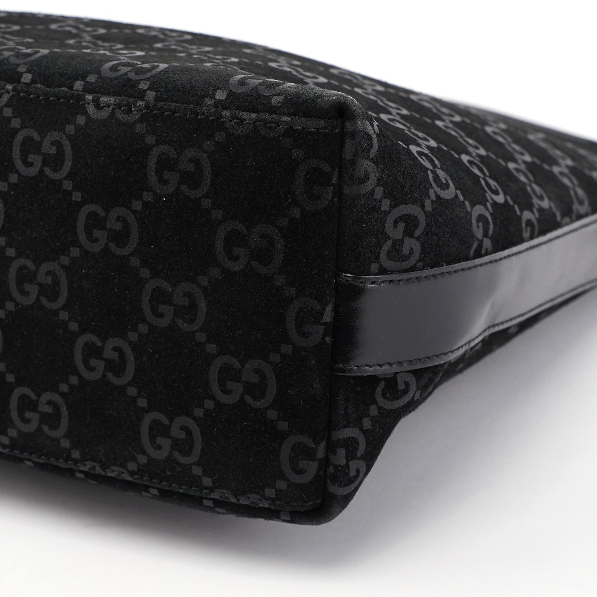 1997 Black Suede GG Shoulder Bag